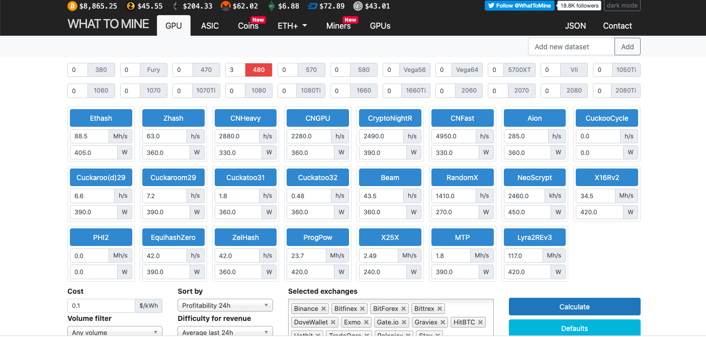 Crypto Mining - GPU Hash Calculator and Power Consumption >> Stelareum