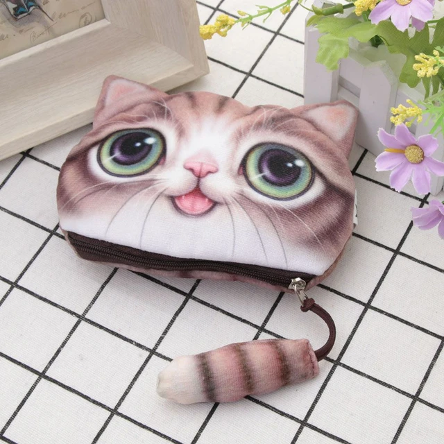 Cat face coin purse with tail | Kitties & Cream