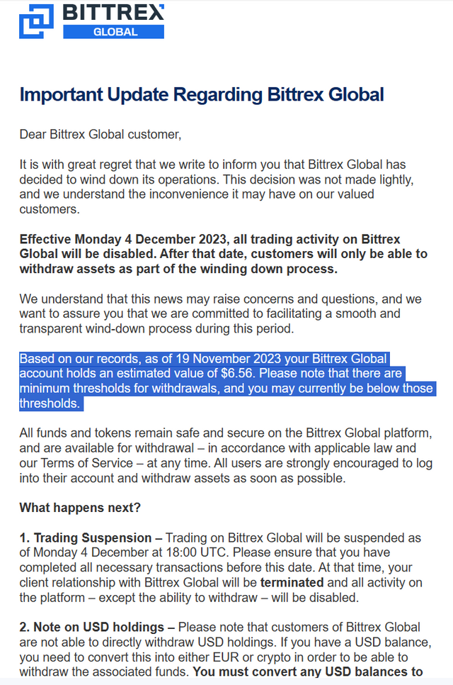 Bittrex Global Exchange to Shut Down, Here's What Happened