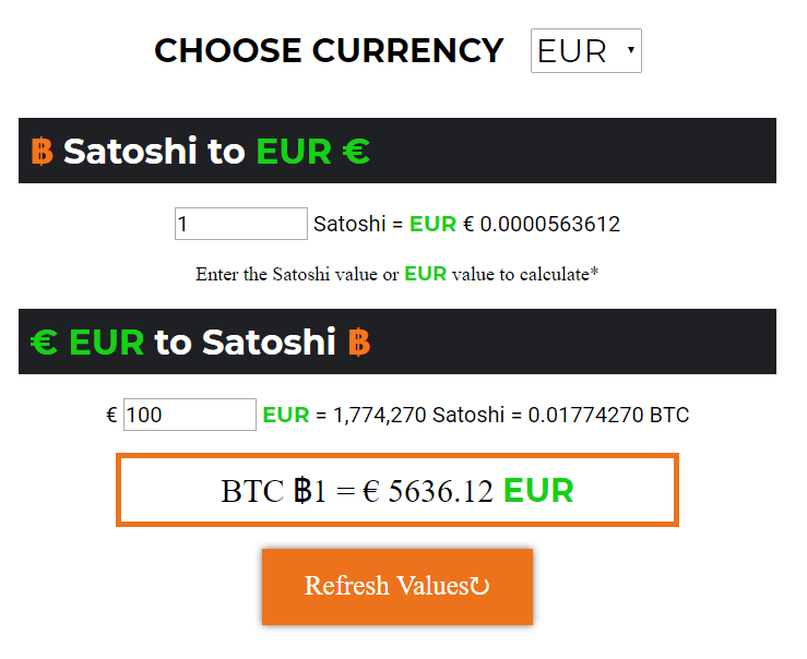 Convert Satoshi to USD and Bitcoin(BTC) - Defiadda