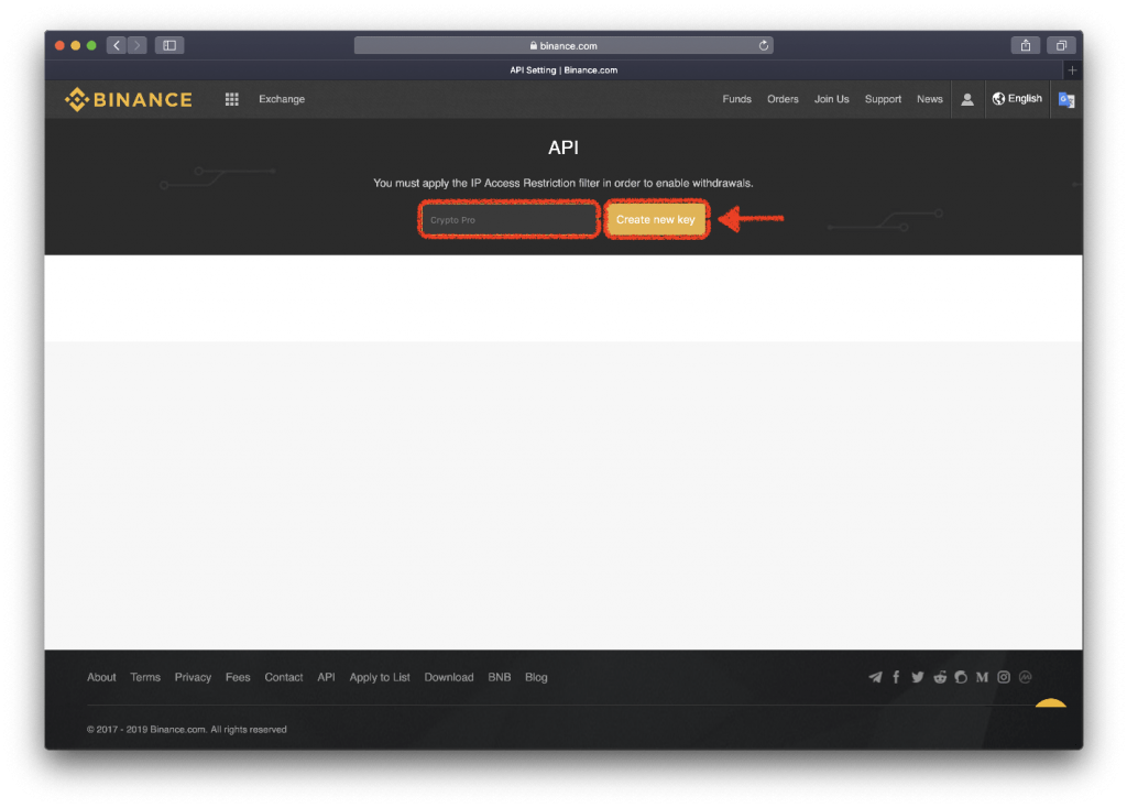 How to create and set up Binance API key