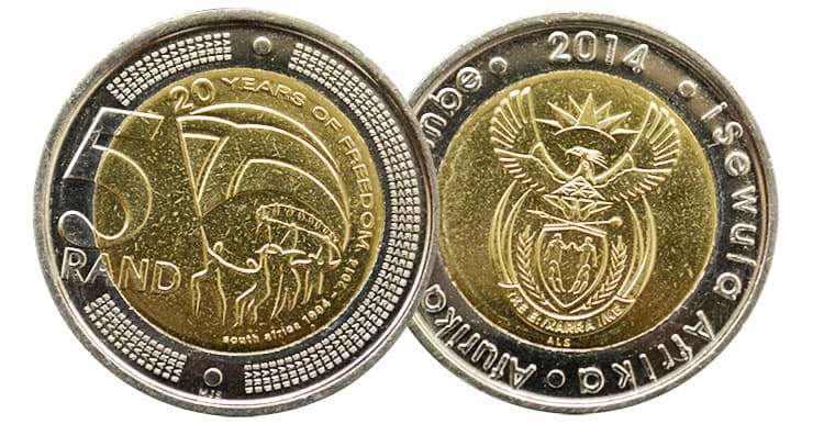 5 Rand (20 Years Freedom) - South Africa – Numista