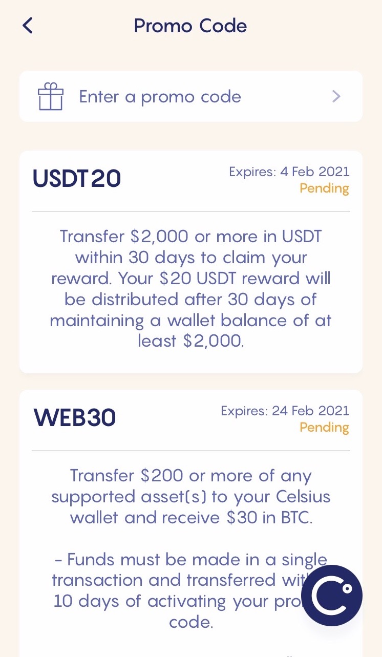 [Ceased Operations] Celsius Bonuses: $50 Bitcoin Sign Up Offer & Other Promo Codes