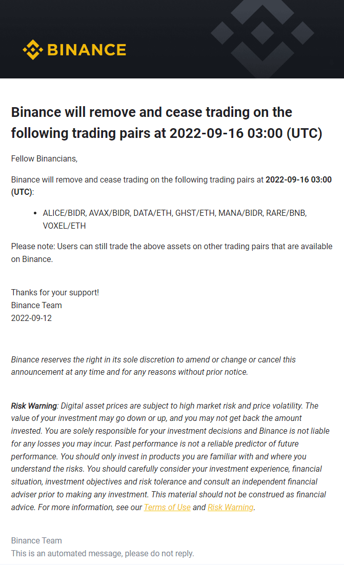 Announcement: Delisting Binance USD (BUSD) by Orbix Trade Co., Ltd.