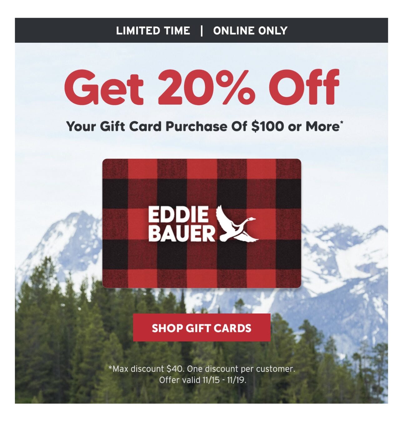 AARP Rewards: Buy $10 Eddie Bauer Gift Cards For $7 (Ends 12/18/23) - Gift Cards Galore