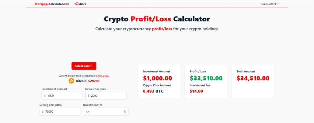 Bitcoin (BTC) Profit Calculator - Calculate Bitcoin Profit/Loss Online