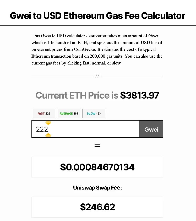 Convert gas to USD (Ethereum)