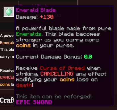 Auction for Emerald Blade by shilo18 | Hypixel SkyBlock AH history tracker