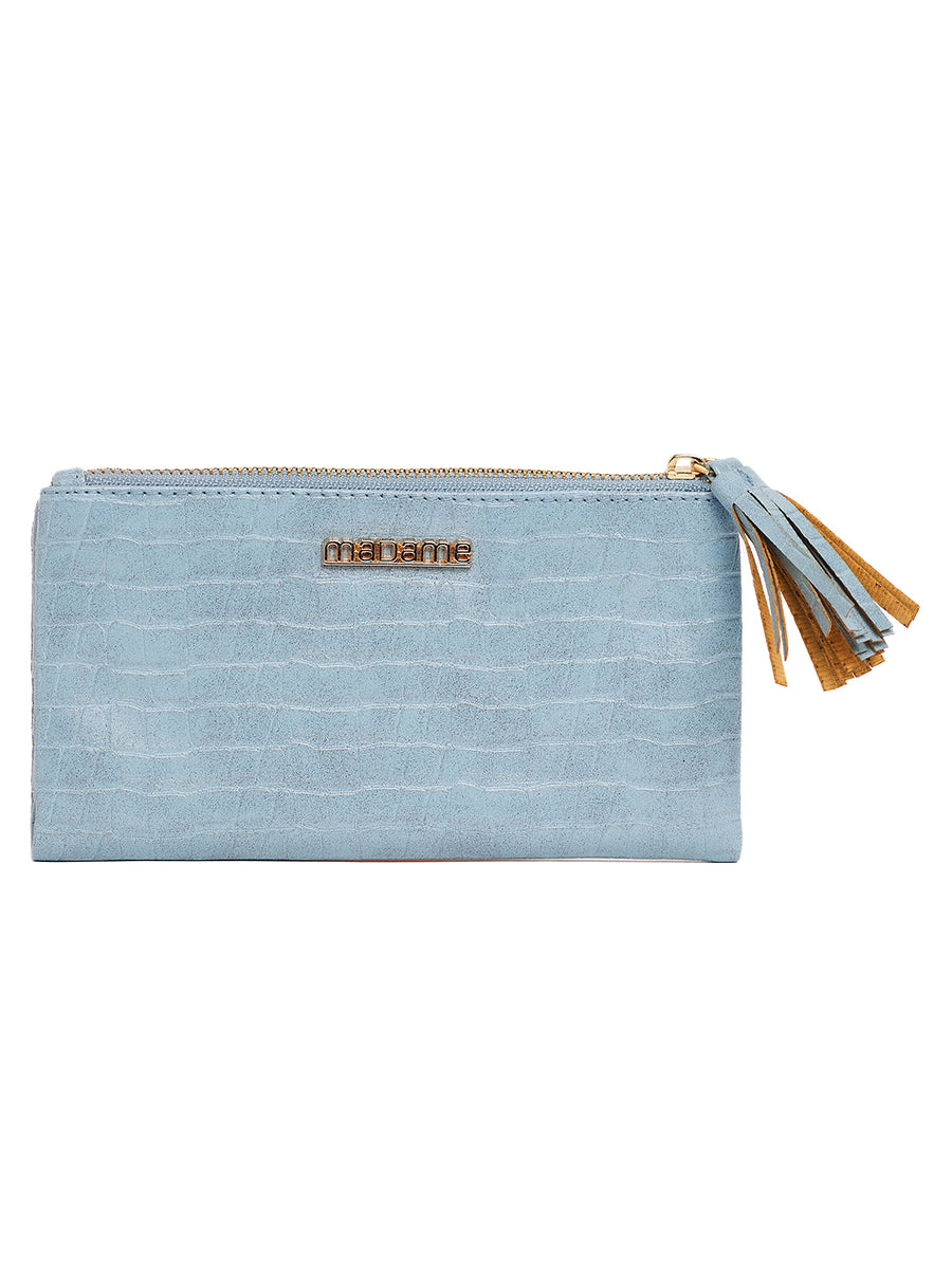 Light Blue Snap Button Mini Short Wallet - CHARLES & KEITH FR