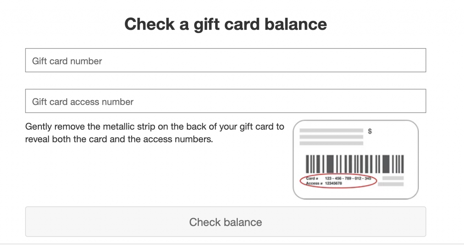 Target GiftCard balance