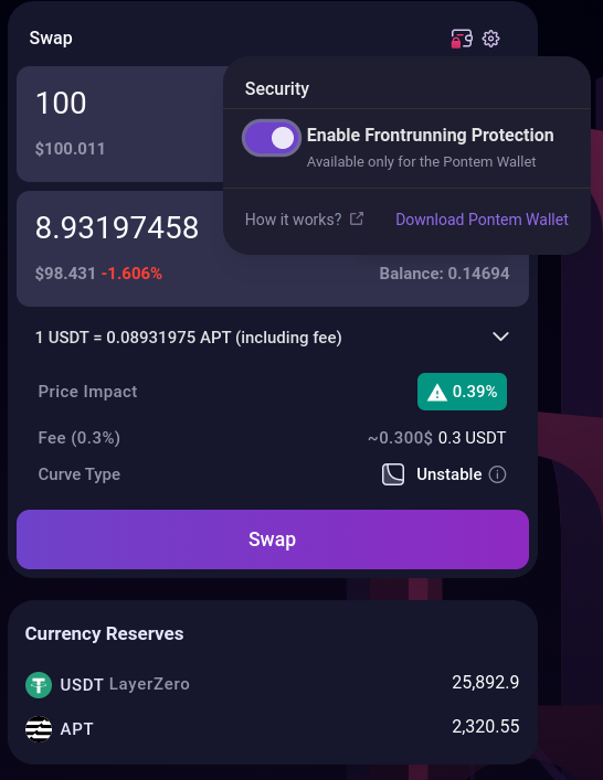 BTC.b/APT Real-time On-chain PancakeSwap v2 (Aptos) DEX Data