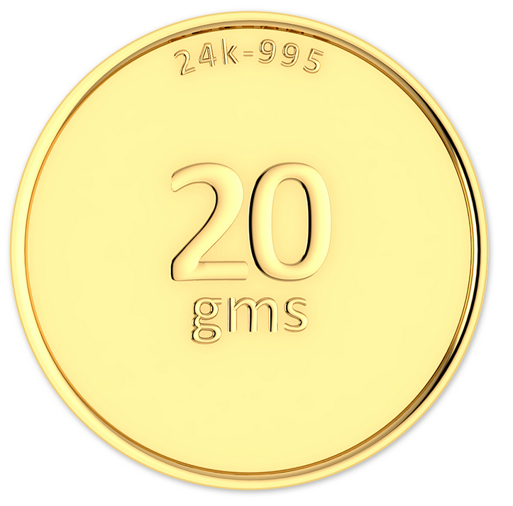 20GM Pure 24K Gold Coin Online with Live Rate & Free Delivery