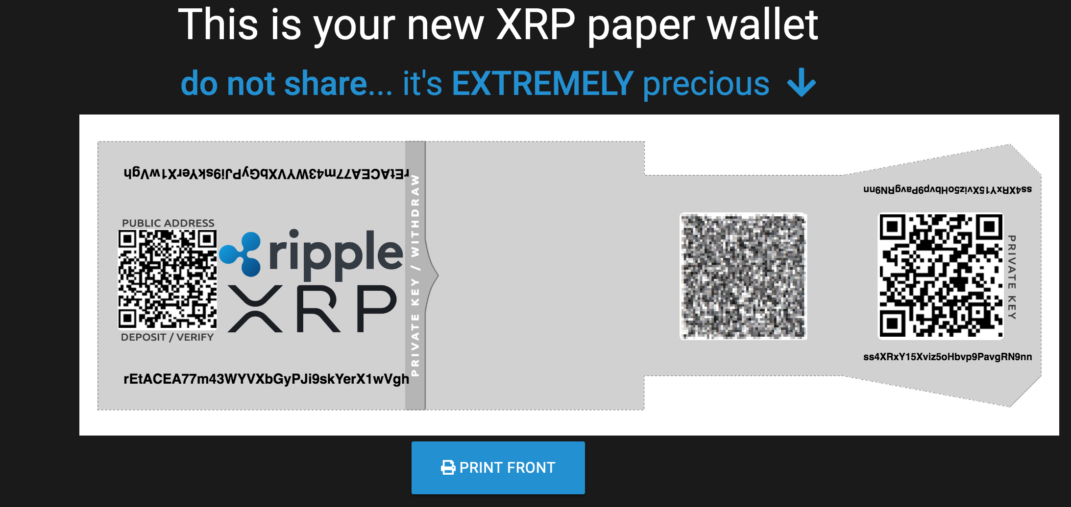 XRP paper wallet