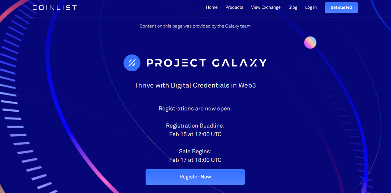 Project Galaxy Token Sale Hosted By CoinList - Smart Liquidity Research