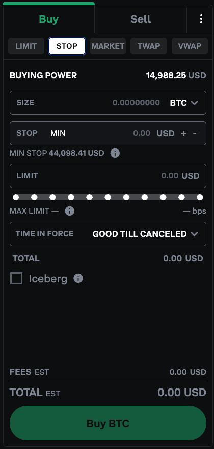 Market, Limit, & Stop Orders For Cryptocurrency