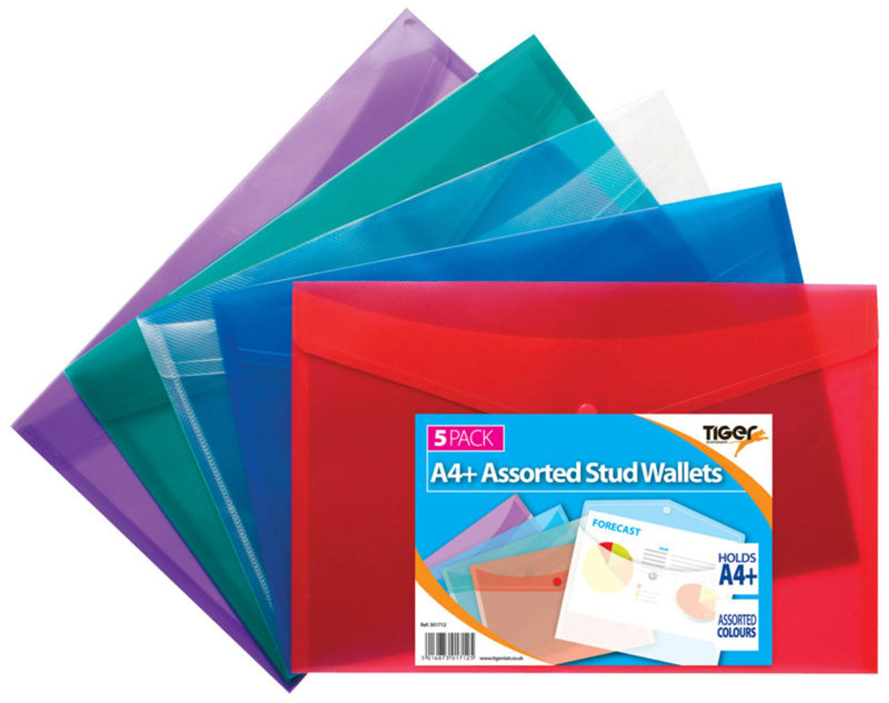 AVARTEK A4 Plastic Colour Document Wallets Wallet Filing Folders Stud Folder Coloured