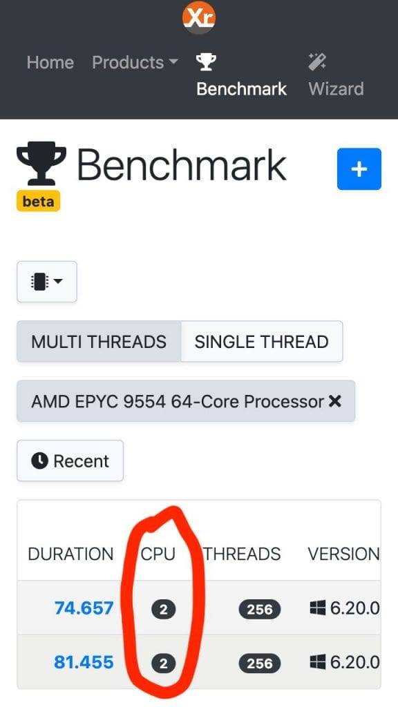 Benchmarks mining Monero (XMR) - cryptolog.fun