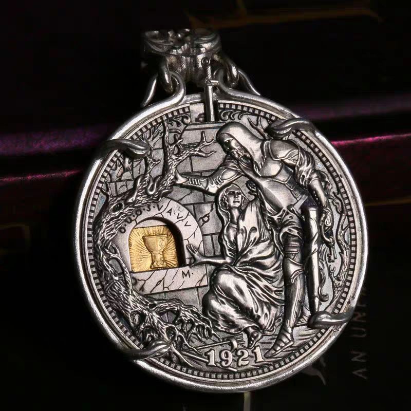 Pendant Holy Grail Coin Morgan Removable Sword Dollar Silver Hobo – MovieShopDolls