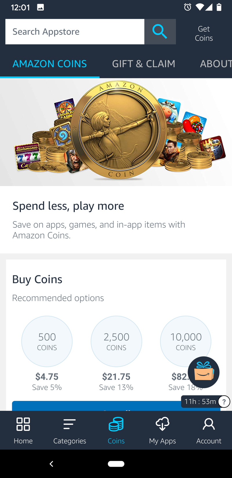 How do I receive the free Amazon coins that I was told about ?