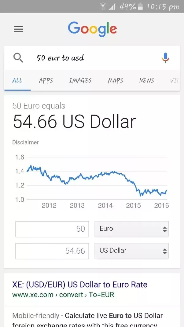 EUR to USD | 49, Euro to US Dollar — Exchange Rate, Convert