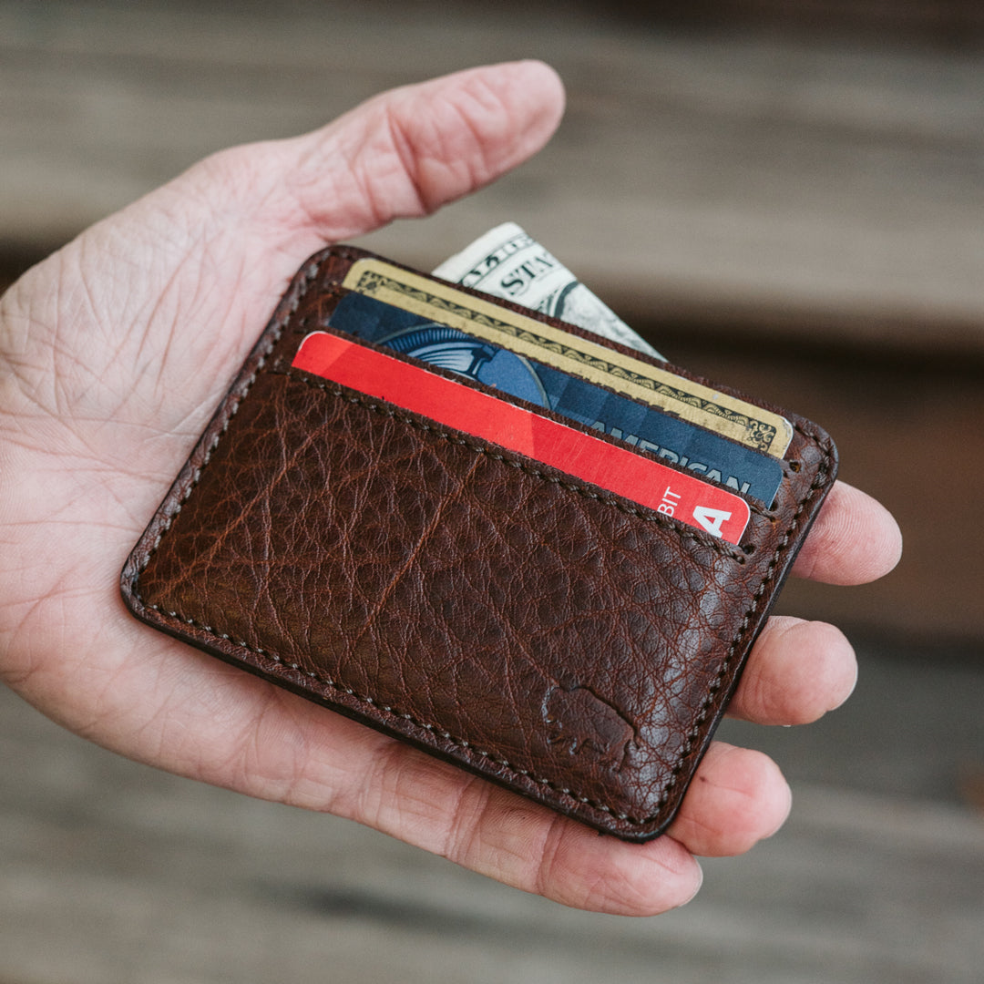 Full Grain Leather Wallet - Slim Simple ID - Tobacco Brown – Arrow & Board