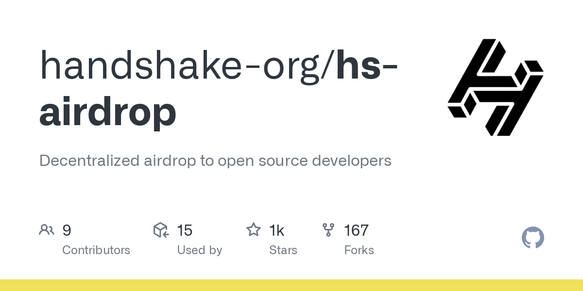 Handshake Airdrop for Active GitHub Users (~$ in Current Value) | Hacker News