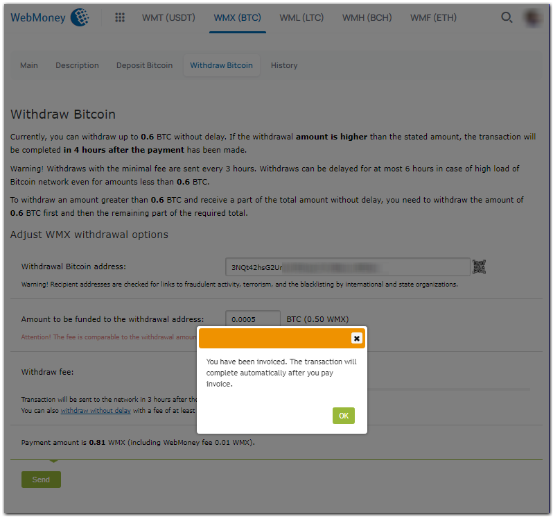 Exchange Webmoney WMZ to Webmoney WMX