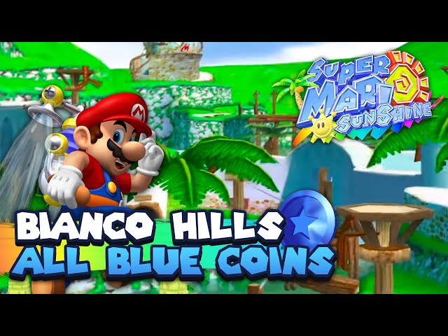 Super Mario Sunshine % Walkthrough - Part 18 - Bianco Hills 30 Blue Coins (Complete Guide)