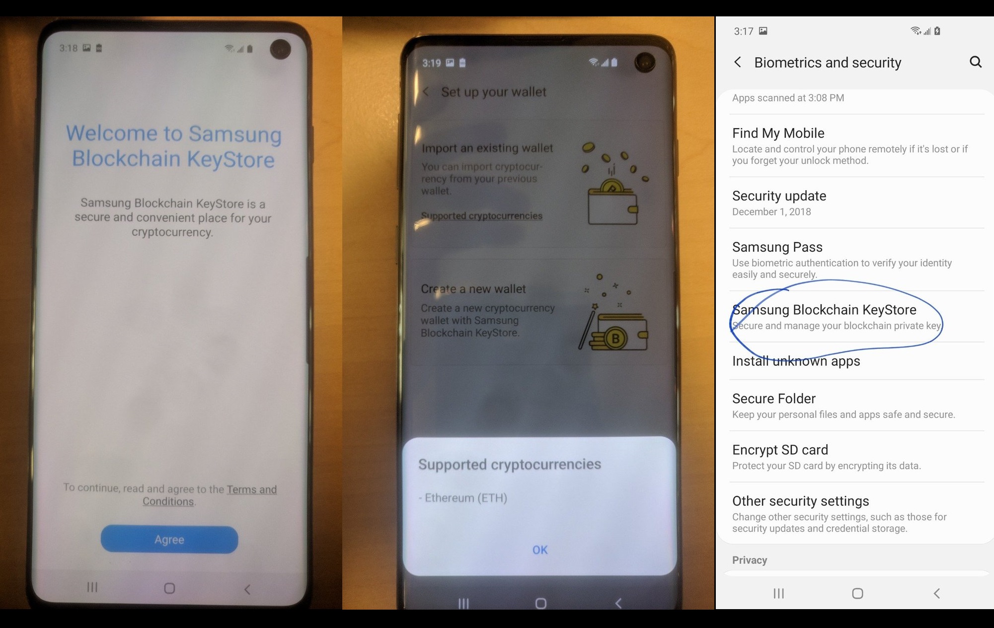 Samsung may offer a cold wallet for cryptocurrencies with the Galaxy S10