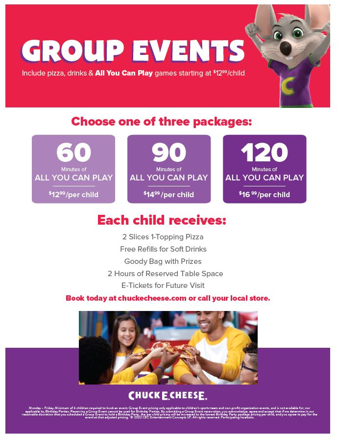 Updated Chuck E. Cheese Menu & Game Prices ()