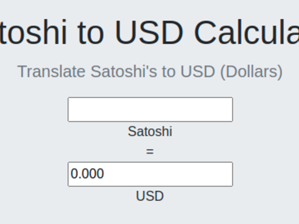 Satoshi to USD and other currencies converter