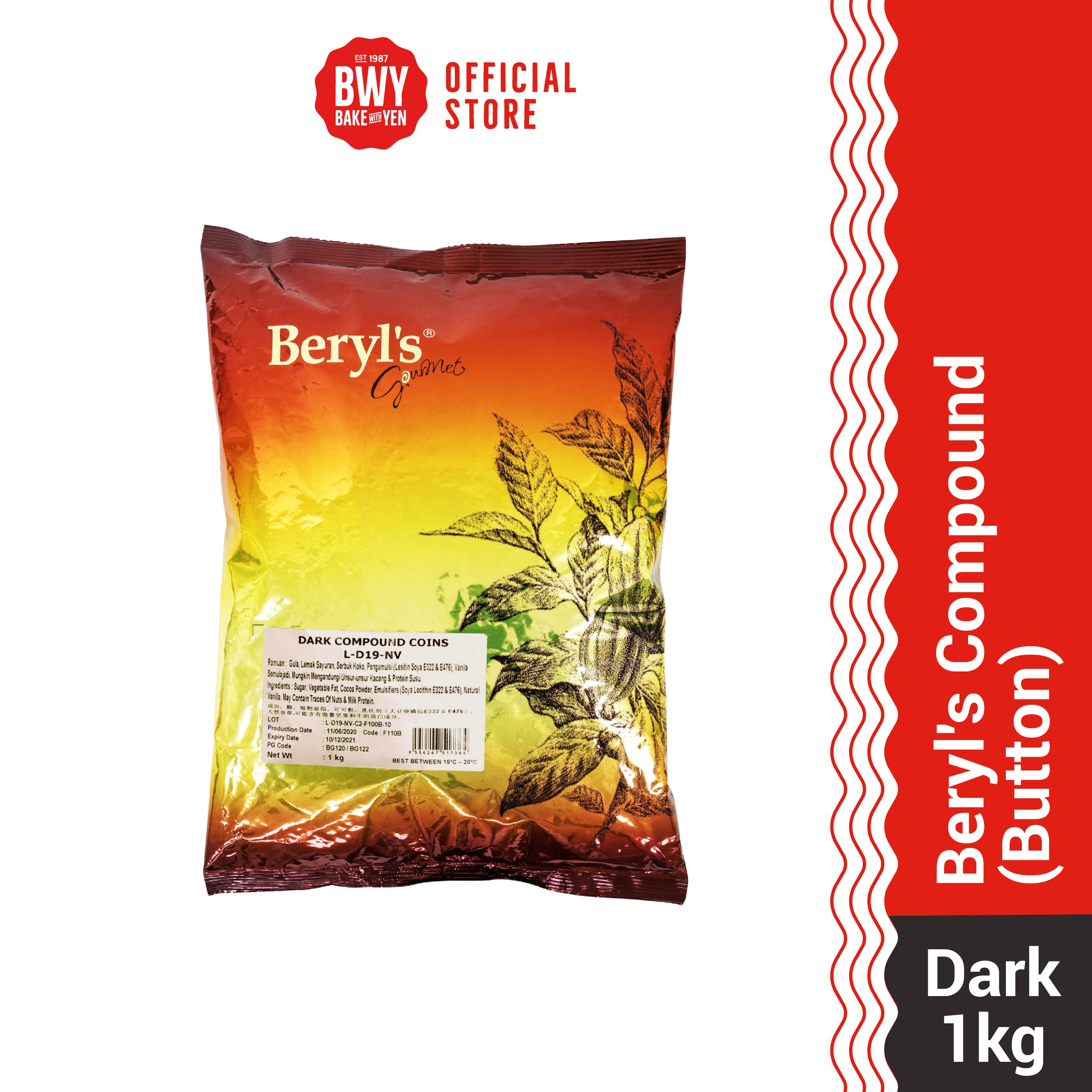 Beryl's Dark Chocolate Coin 1kg - by Azim Bakery BCH Rawang