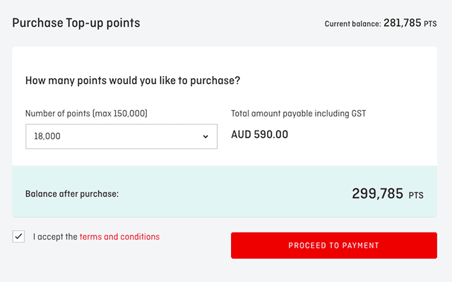 Purchase Top-up Qantas Points