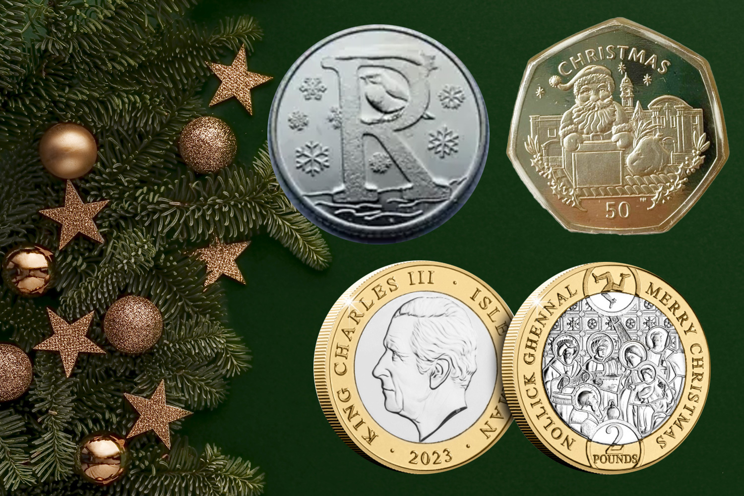 Isle of Man Christmas 2£ Coin - Isle of Man Post Office