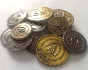 cryptolog.fun | Set of Custom Metal Lira Coins (72 pcs) - (Stonemaier Games)