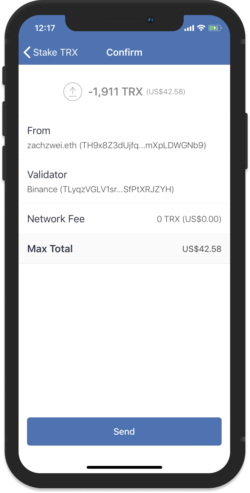 TRON (TRX) Wallet, App for iOS and Android