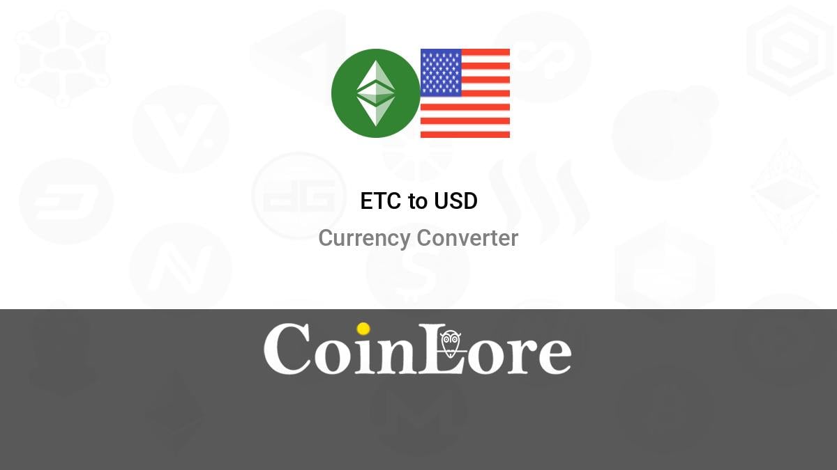 Convert ETC to USD - Ethereum Classic to US Dollar Converter | CoinCodex