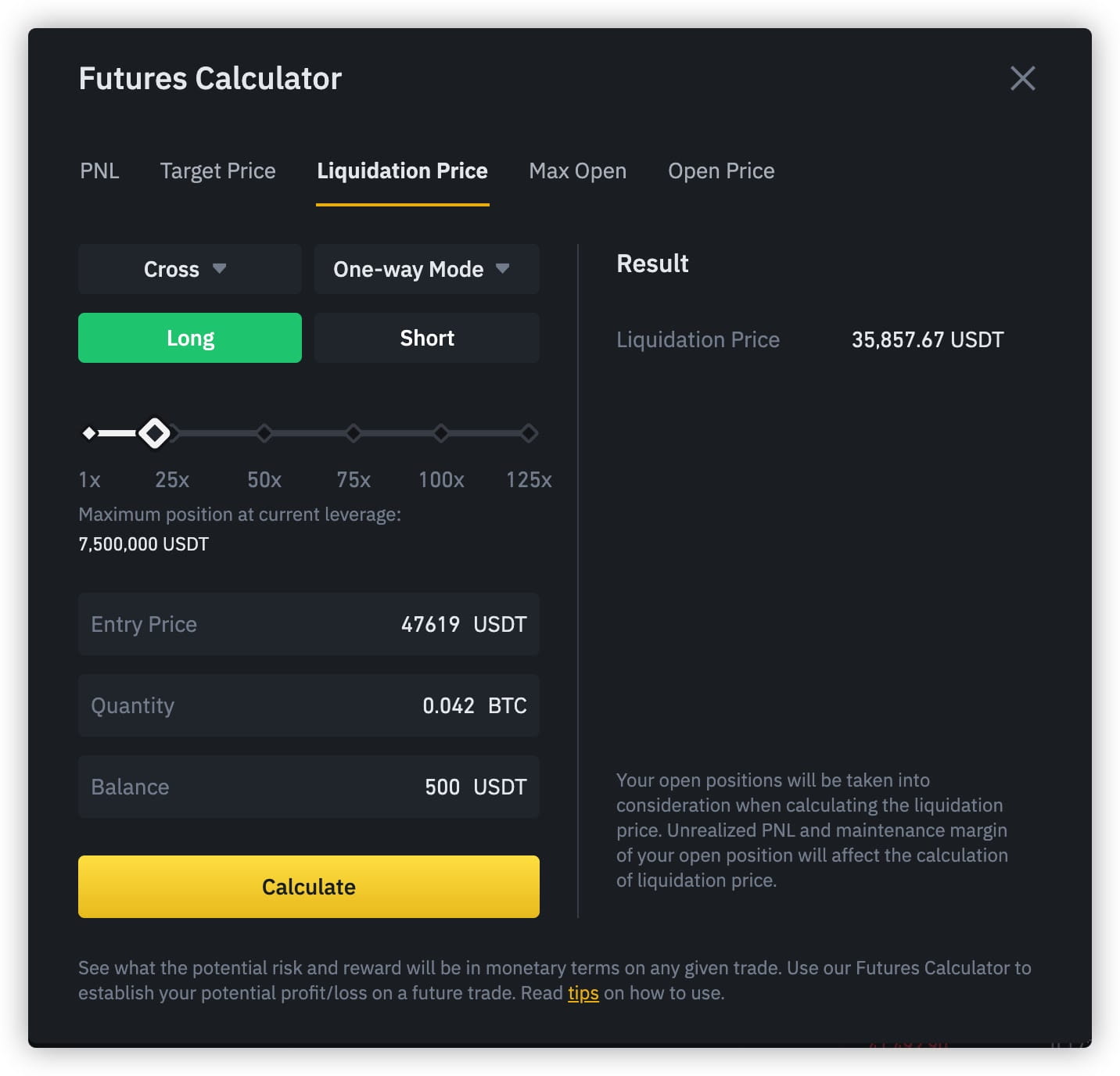 Spreadsheet to calculate liquidation price and risk on Binance | Freelancer