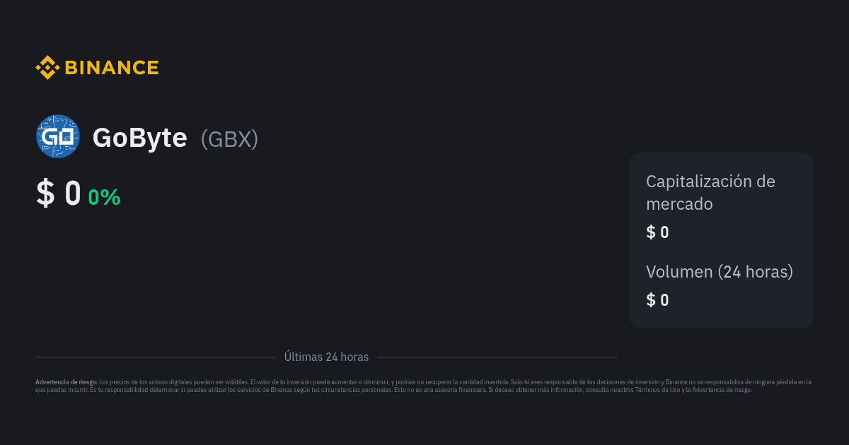 GBX to BUSD Price today: Live rate GoByte in Binance USD