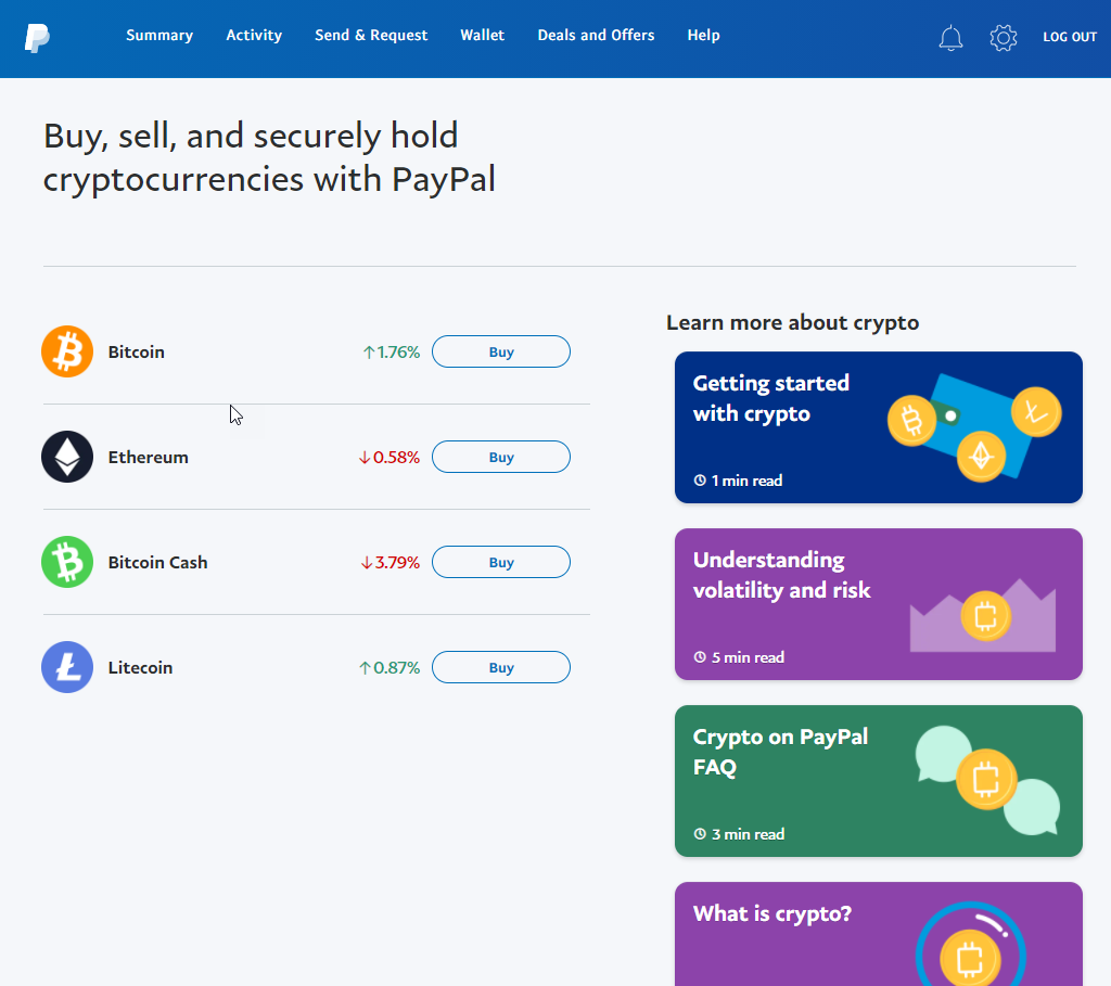 Cryptocurrency on PayPal Purchase questions | PayPal GB