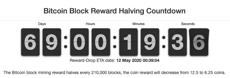 Next Bitcoin Halving Date & Countdown [BTC Clock]