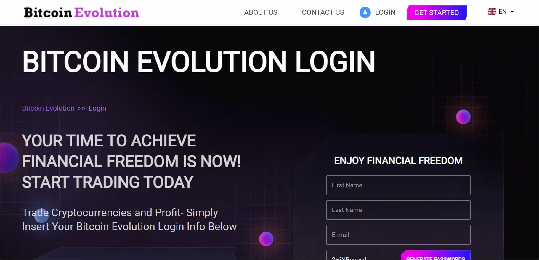 Login to Your Bitcoin Evolution Account Official Login Page - 