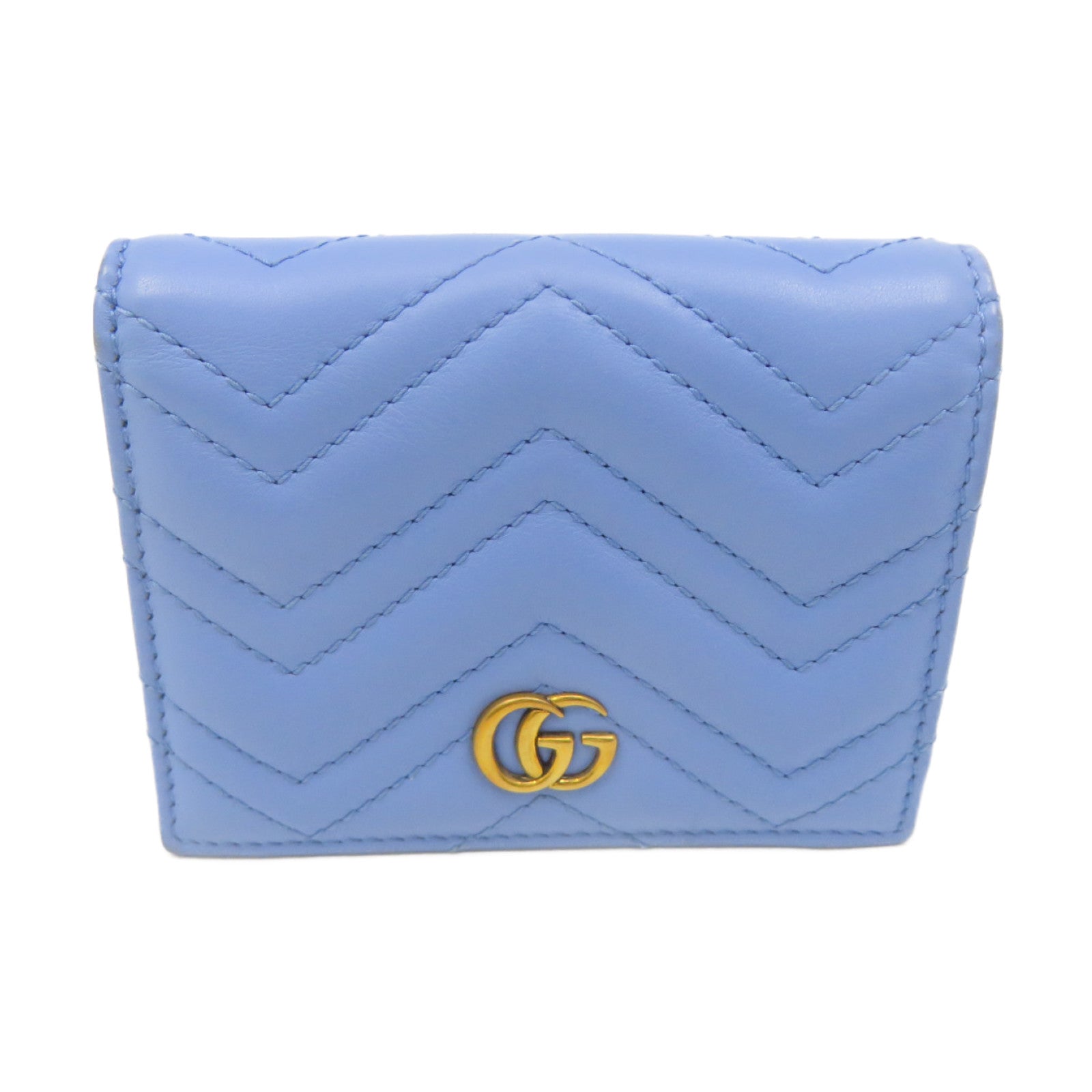 Gucci Blue Leather Gucci Ghost Bi-Fold Wallet - Yoogi's Closet