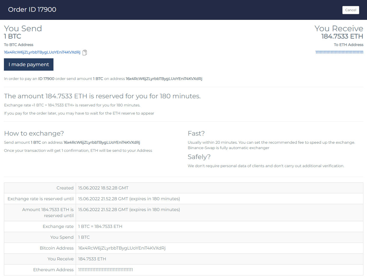 Blacklist fraudulent exchangers » Monitoring of exchange cryptolog.fun