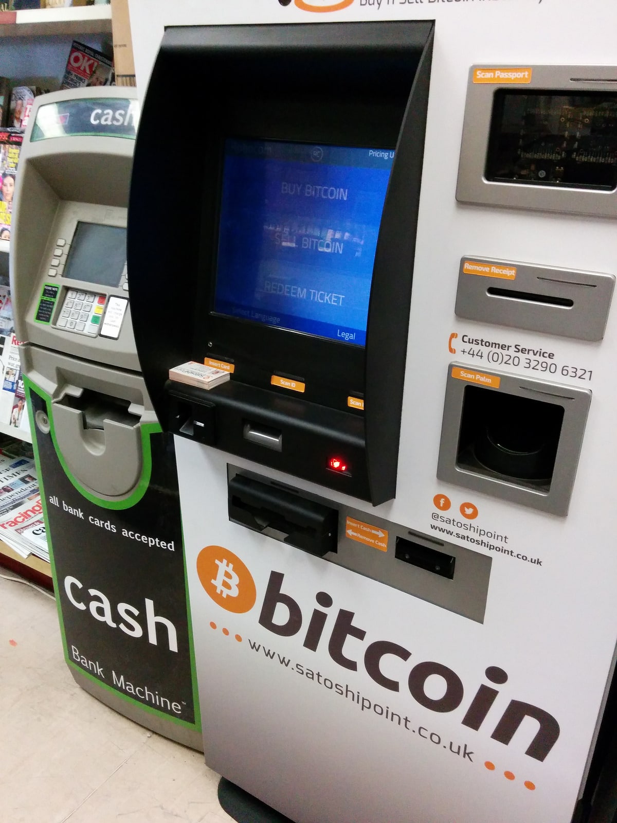 Bitcoin ATM at Mobil in N Vermont Ave, Los Angeles, CA , USA