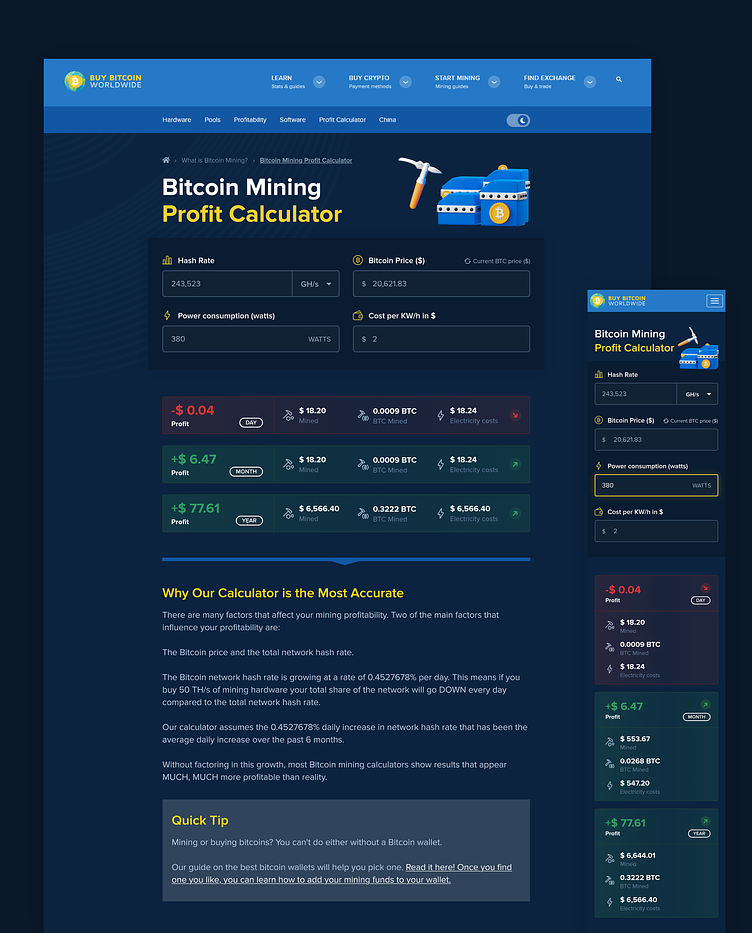 Bitcoin Mining Calculator - My Crypto Buddy