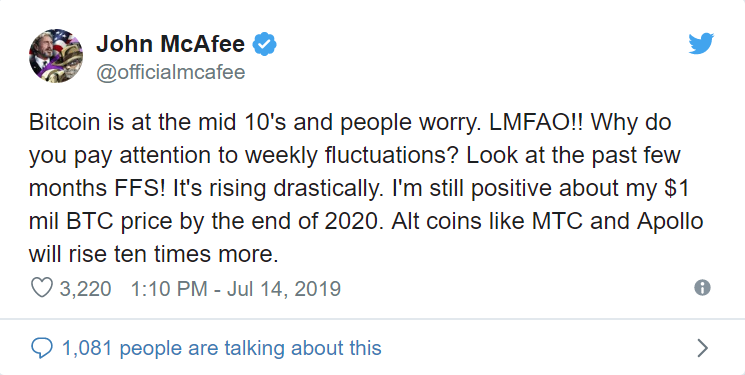 John McAfee reveals he charges $, per promotional cryptocurrency tweet - The Verge