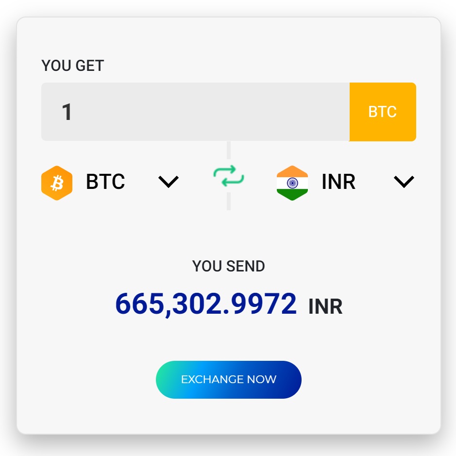 Convert Bitcoin to Indian Rupee | BTC to INR currency converter - Valuta EX