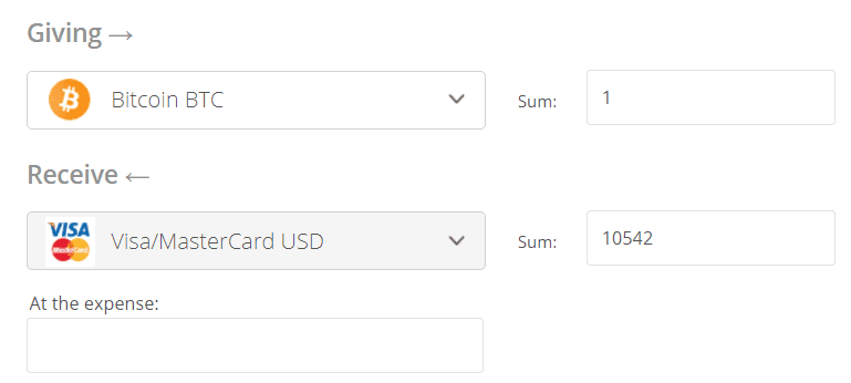 Exchange Bitcoin to Visa/MasterCard