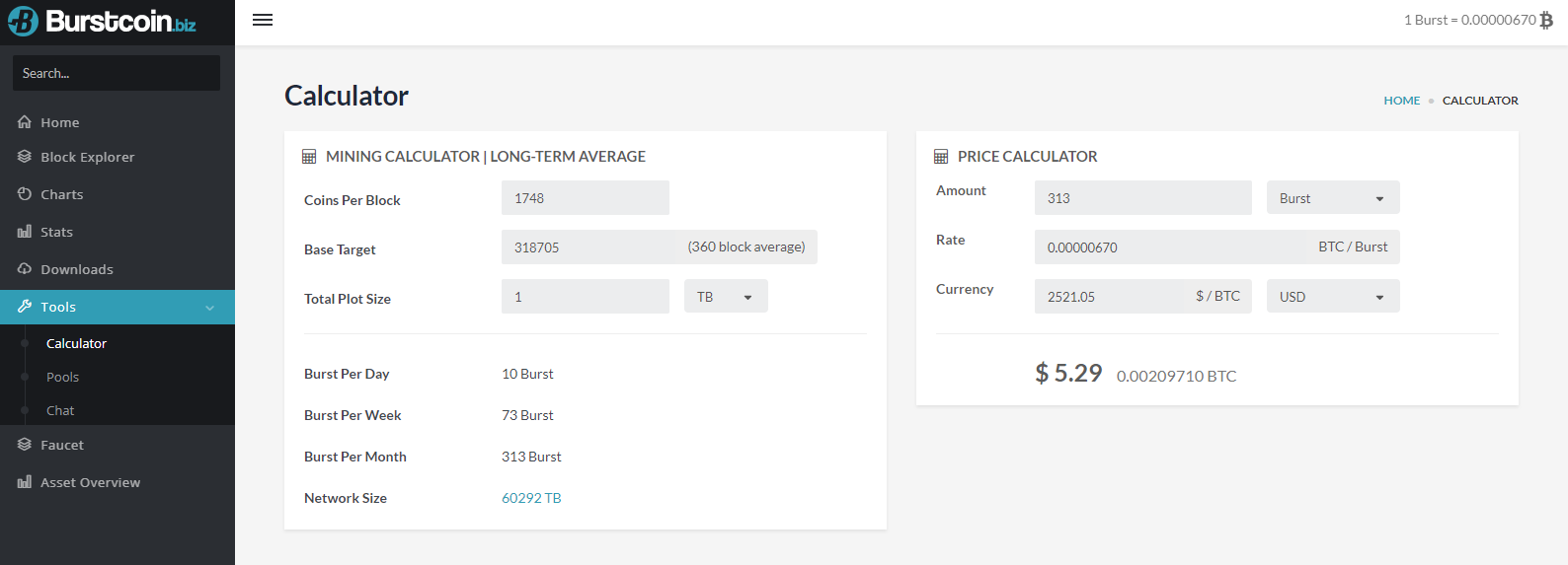 BurstCoin (BURST) Mining Profitability Calculator | CryptoRival